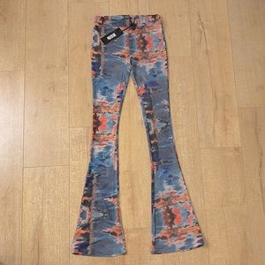 Y2k tie dye flare mesh pants
